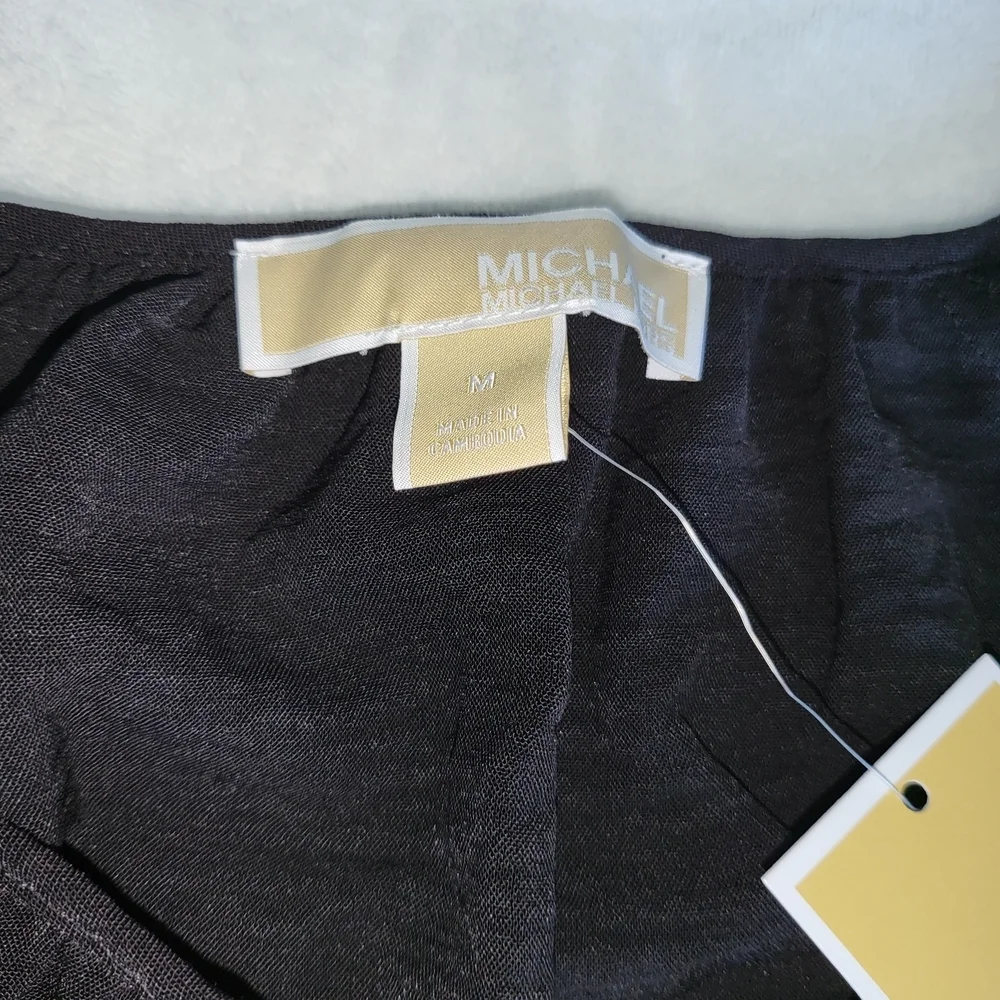 Michael Kors Dark Blouse with Tie Neck